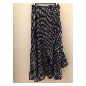 Reformation polka dot wrap skirt